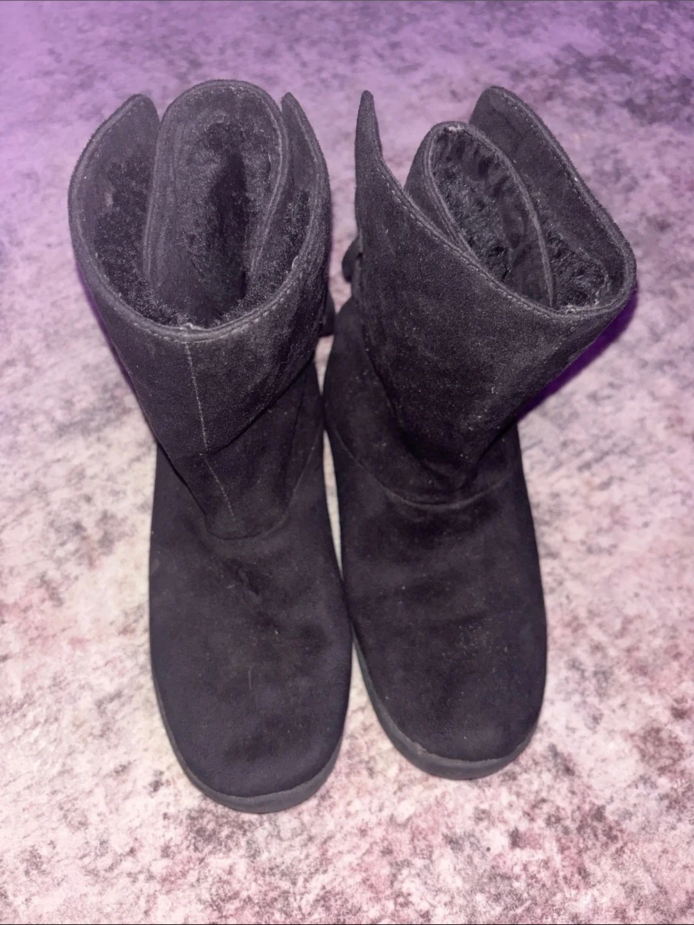 9 Joe Boxer Cute Black Suede Mid-Calf Lace-Back Winter Boots